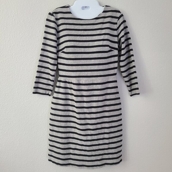 Old Navy Gray & Black Striped 3/4 Sleeve Knit Dress Size Women’s Small - Picture 1 of 11